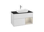 Villeroy und Boch Finion Waschtischunterschrank G782HHMT 100cm, Abdeckplatte black matt, Emotion, Regale sand matt lacquer, White matt lacquer