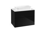 Villeroy und Boch Finion Waschtischunterschrank F22100PH 80x60,3cm, Abdeckplatte white matt, Glossy Black Lacquer