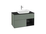 Villeroy und Boch Finion Waschtischunterschrank G782PHGM 100cm, Abdeckplatte black matt, Emotion, Regale Glossy black lacquer, Olive Matt Lacquer