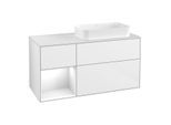 Villeroy und Boch Finion Waschtischunterschrank G271GFGF 120cm, Abdeckplatte white matt, Emotion, Regal links Glossy white lacquer, Glossy white lacquer