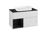 Villeroy und Boch Finion Waschtischunterschrank F242PDMT 100x60,3cm, Abdeckplatte black matt, Regal links Black matt lacquer, White matt lacquer