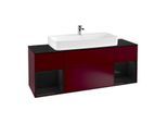 Villeroy und Boch Finion Waschtischunterschrank F212PHHB 160cm, Abdeckplatte black matt, Regale Glossy black lacquer, Peony Matt