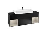 Villeroy und Boch Finion Waschtischunterschrank G212HHPD 160cm, Abdeckplatte black matt, Emotion, Regale sand matt lacquer, Black matt lacquer