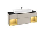 Villeroy und Boch Finion Waschtischunterschrank G212HFHH 160cm, Abdeckplatte black matt, Emotion, Regale Gold matt lacquer, Sand Matt Lacquer