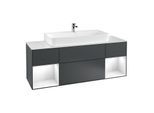 Villeroy und Boch Finion Waschtischunterschrank G211GFHG 160cm, Abdeckplatte white matt, Emotion, Regale Glossy white lacquer, Midnight Blue Matt Lacquer