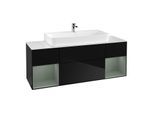 Villeroy und Boch Finion Waschtischunterschrank F211GMPH 160cm, Abdeckplatte white matt, Regale Olive matt lacquer, Glossy Black Lacquer