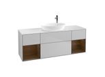 Villeroy und Boch Finion Waschtischunterschrank G981GNGJ 160cm, Abdeckplatte white matt, Emotion, Regale Walnut Veneer, Light grey matt