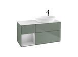 Villeroy und Boch Finion Waschtischunterschrank G921GJGM 120cm, Abdeckplatte white matt, Emotion, Regale Light grey matt lacquer, Olive Matt Lacquer