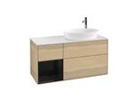 Villeroy und Boch Finion Waschtischunterschrank F921PHPC 120cm, Abdeckplatte white matt, Regale Glossy black lacquer, Oak Veneer