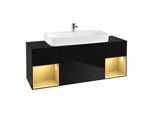 Villeroy und Boch Finion Waschtischunterschrank G212HFPH 160cm, Abdeckplatte black matt, Emotion, Regale Gold matt lacquer, Glossy Black Lacquer