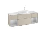 Villeroy und Boch Finion Waschtischunterschrank G981GJHH 160cm, Abdeckplatte white matt, Emotion, Regale Light grey matt lacquer, Sand Matt Lacquer