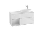 Villeroy und Boch Finion Waschtischunterschrank G921GJMT 120cm, Abdeckplatte white matt, Emotion, Regale Light grey matt lacquer, White matt lacquer