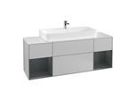 Villeroy und Boch Finion Waschtischunterschrank F211HGGJ 160cm, Abdeckplatte white matt, Regale Midnight matt lacquer, Light grey matt