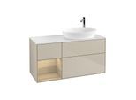 Villeroy und Boch Finion Waschtischunterschrank G921PCHH 120cm, Abdeckplatte white matt, Emotion, Regale Oak Veneer, Sand Matt Lacquer