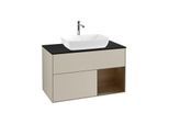 Villeroy und Boch Finion Waschtischunterschrank G782GNHH 100cm, Abdeckplatte black matt, Emotion, Regale Walnut Veneer, Sand Matt Lacquer