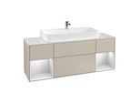 Villeroy und Boch Finion Waschtischunterschrank F211MTHH 160cm, Abdeckplatte white matt, Regale White matt lacquer, Sand Matt Lacquer