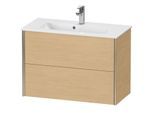 Duravit XViu Waschtisch-Unterschrank XV41790B130 81 x 56 x 39 cm, Eiche natur, 2 Schubkästen, wandhängend, champagner matt