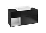 Villeroy und Boch Finion Waschtischunterschrank F292GJPD 120cm, Abdeckplatte black matt, Regal links Light grey matt, Black matt lacquer