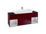 Villeroy und Boch Finion Waschtischunterschrank G212GJHB 160cm, Abdeckplatte black matt, Emotion, Regale Light grey matt lacquer, Peony Matt