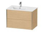 Duravit XViu Waschtisch-Unterschrank XV41580B130 81x48x56cm, 2 Schubkästen, Becken links, champagner matt, Eiche natur