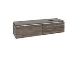 Villeroy und Boch Legato Waschtischunterschrank B597L0RK 160x38x50cm, Waschtisch rechts, mit LED-Beleuchtung, Stone Oak