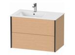 Duravit XViu Waschtisch-Unterschrank XV41580B212 81x48x56cm, 2 Schubkästen, Becken links, schwarz matt, eiche gebürstet