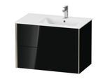 Duravit XViu Waschtisch-Unterschrank XV41590B140 81x48x56cm, 2 Schubkästen, Becken rechts, champagner matt, schwarz hochglanz