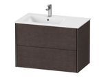 Duravit XViu Waschtisch-Unterschrank XV41580B272 81x48x56cm, 2 Schubkästen, Becken links, schwarz matt, eiche dunkel gebürstet