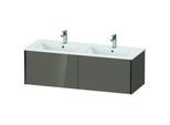 Duravit XViu Waschtisch-Unterschrank XV40290B289 128x48x40cm, 2 Auszüge, wandhängend, schwarz matt, flannel grey hochglanz