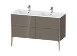 Duravit XViu Waschtisch-Unterschrank XV44850B189 128x48x59,4cm, 4 Auszüge, stehend, champagner matt, flannel grey hochglanz