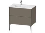 Duravit XViu Waschtisch-Unterschrank XV44860B290 81x48x59,4cm, 2 Auszüge, Becken links, schwarz matt, flannel grey seidenmatt