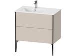 Duravit XViu Waschtisch-Unterschrank XV44860B291 81x48x59,4cm, 2 Auszüge, Becken links, schwarz matt, taupe matt