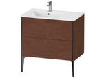 Duravit XViu Waschtisch-Unterschrank XV44860B213 81x48x59,4cm, 2 Auszüge, Becken links, schwarz matt, amerikanischer nussbaum