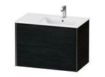 Duravit XViu Waschtisch-Unterschrank XV41590B216 81x48x56cm, 2 Schubkästen, Becken rechts, schwarz matt, Eiche schwarz