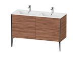 Duravit XViu Waschtisch-Unterschrank XV44850B279 128x48x59,4cm, 4 Auszüge, stehend, schwarz matt, nussbaum natur