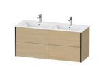 Duravit XViu Waschtisch-Unterschrank XV41290B271 128x48x56cm, 4 Schubkästen, wandhängend, schwarz matt, mediterrane eiche