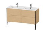 Duravit XViu Waschtisch-Unterschrank XV44850B230 128x48x59,4cm, 4 Auszüge, stehend, schwarz matt, Eiche natur