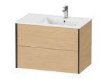 Duravit XViu Waschtisch-Unterschrank XV41590B230 81x48x56cm, 2 Schubkästen, Becken rechts, schwarz matt, Eiche natur