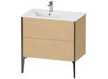 Duravit XViu Waschtisch-Unterschrank XV44860B230 81x48x59,4cm, 2 Auszüge, Becken links, schwarz matt, Eiche natur