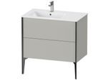 Duravit XViu Waschtisch-Unterschrank XV44860B207 81x48x59,4cm, 2 Auszüge, Becken links, schwarz matt, betongrau matt