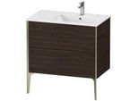 Duravit XViu Waschtisch-Unterschrank XV44870B169 81x48x59,4cm, 2 Auszüge, Becken rechts, champagner matt, nussbaum gebürstet