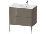 Duravit XViu Waschtisch-Unterschrank XV44870B189 81x48x59,4cm, 2 Auszüge, Becken rechts, champagner matt, flannel grey hochglanz
