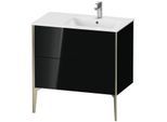 Duravit XViu Waschtisch-Unterschrank XV44870B140 81x48x59,4cm, 2 Auszüge, Becken rechts, champagner matt, schwarz hochglanz