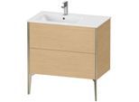 Duravit XViu Waschtisch-Unterschrank XV44860B130 81x48x59,4cm, 2 Auszüge, Becken links, champagner matt, Eiche natur