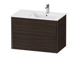 Duravit XViu Waschtisch-Unterschrank XV41590B269 81x48x56cm, 2 Schubkästen, Becken rechts, schwarz matt, nussbaum gebürstet