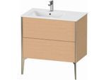 Duravit XViu Waschtisch-Unterschrank XV44860B112 81x48x59,4cm, 2 Auszüge, Becken links, champagner matt, eiche gebürstet