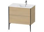 Duravit XViu Waschtisch-Unterschrank XV44870B271 81x48x59,4cm, 2 Auszüge, Becken rechts, schwarz matt, mediterrane eiche