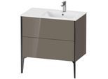 Duravit XViu Waschtisch-Unterschrank XV44870B289 81x48x59,4cm, 2 Auszüge, Becken rechts, schwarz matt, flannel grey hochglanz