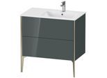 Duravit XViu Waschtisch-Unterschrank XV44870B138 81x48x59,4cm, 2 Auszüge, Becken rechts, champagner matt, dolomiti grey hochglanz
