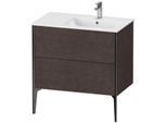 Duravit XViu Waschtisch-Unterschrank XV44870B272 81x48x59,4cm, 2 Auszüge, Becken rechts, schwarz matt, eiche dunkel gebürstet